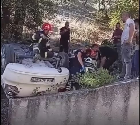 Burdur’da otomobil 10 metrelik uçuruma yuvarlandı: 1 yaralı.