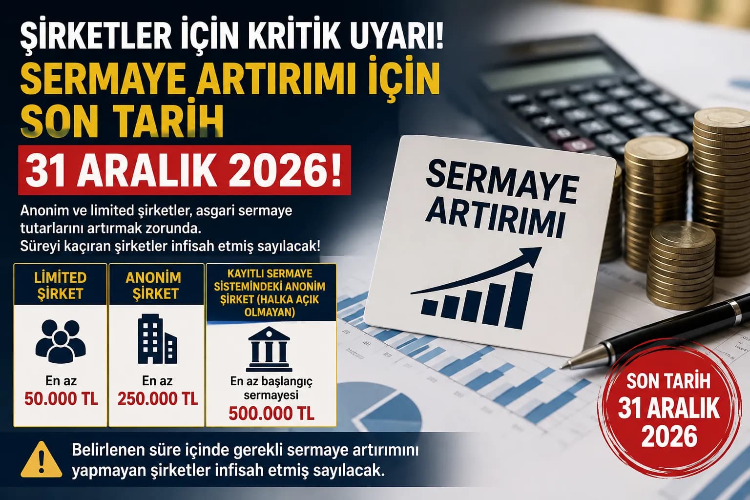 Şirketler İçin Kritik Uyarı: Sermaye Artırımı İçin Son Tarih 31 Aralık 2026 !