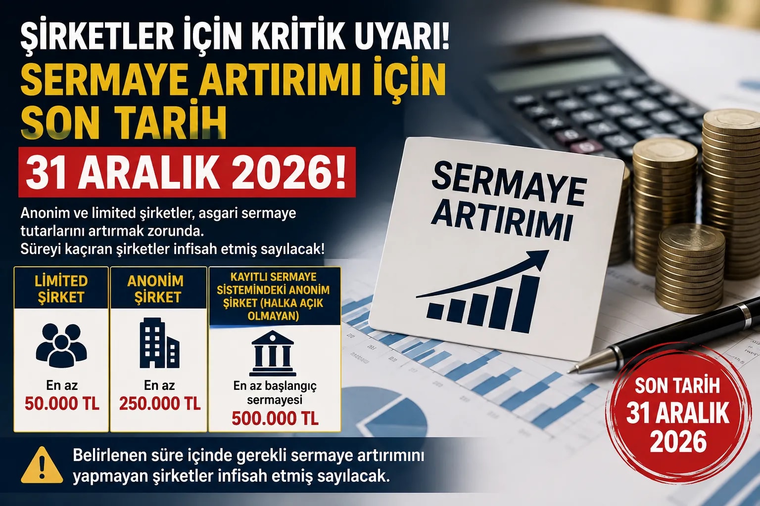 Şirketler İçin Kritik Uyarı: Sermaye Artırımı İçin Son Tarih 31 Aralık 2026 !