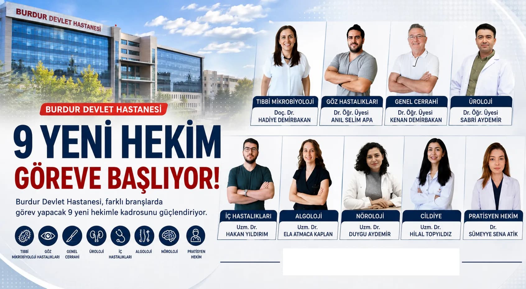 Burdur Devlet Hastanesi Güçleniyor: 9 Yeni Hekim Göreve Başlayacak.