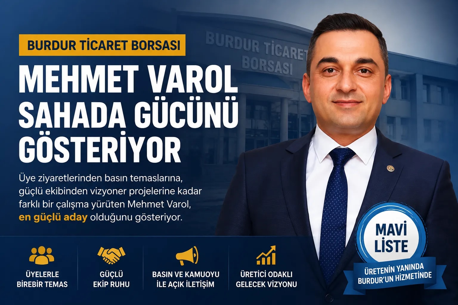 Burdur Ticaret Borsası’nda Seçim Yarışı Kızışıyor: Mehmet Varol Sahada Gücünü Gösteriyor.