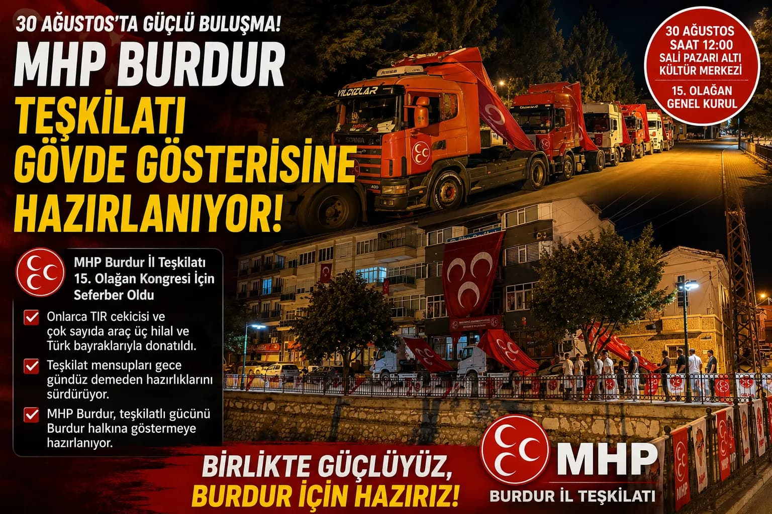 MHP Burdur’da Kongre Öncesi Gövde Gösterisi: Teşkilat Gece Gündüz Hazırlanıyor