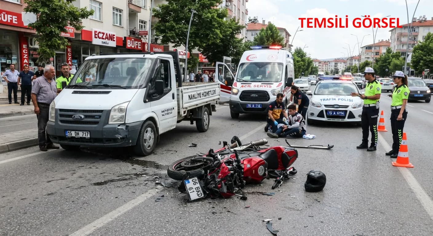 Burdur'da üst üste kazalar. ransit ile Motosiklet Çarpıştı: 1 Yaralı