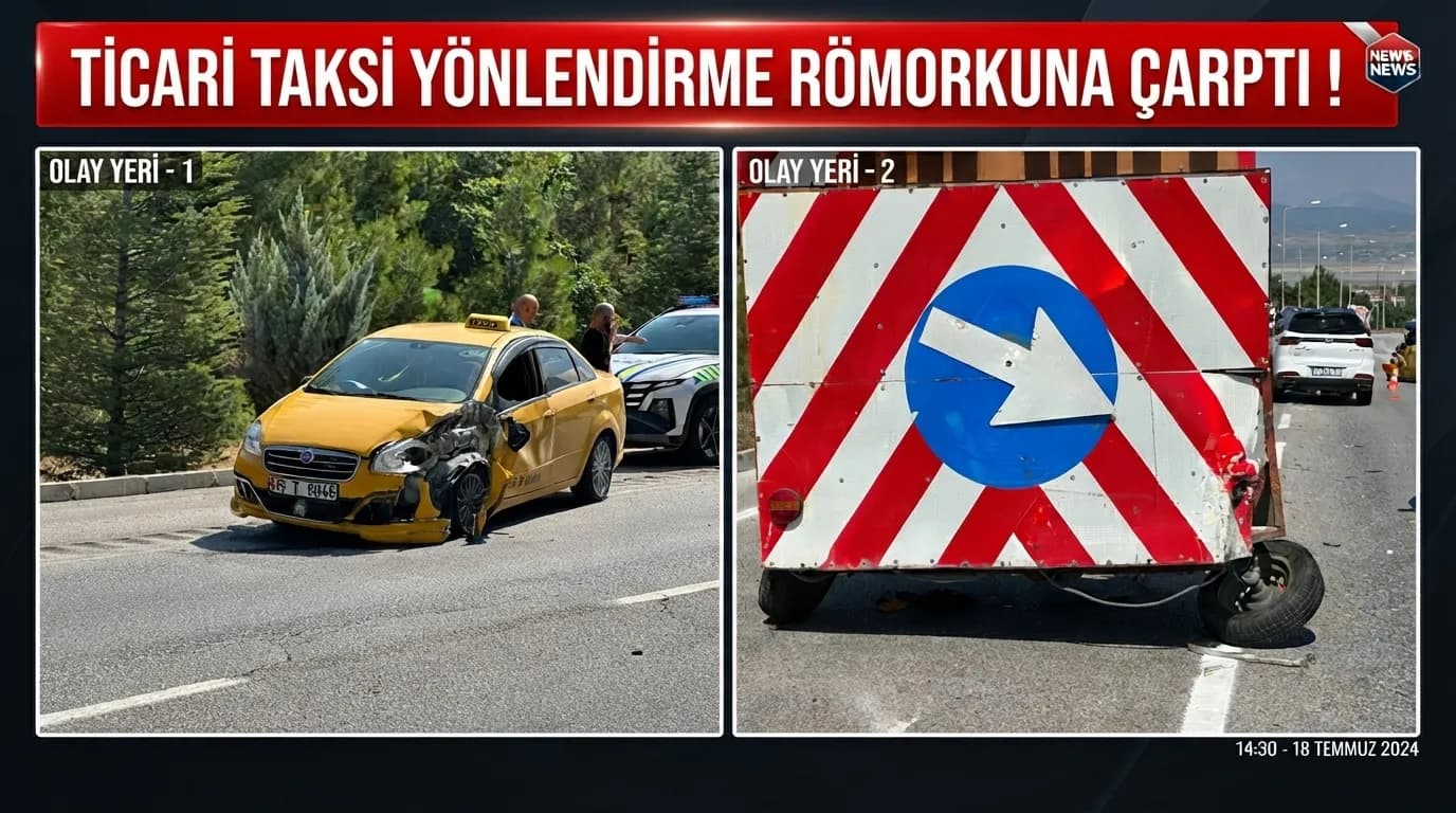 BURDUR’DA KORKUTAN KAZA! TAKSİ RÖMORKA ÇARPTI, SÜRÜCÜ YARALANDI.