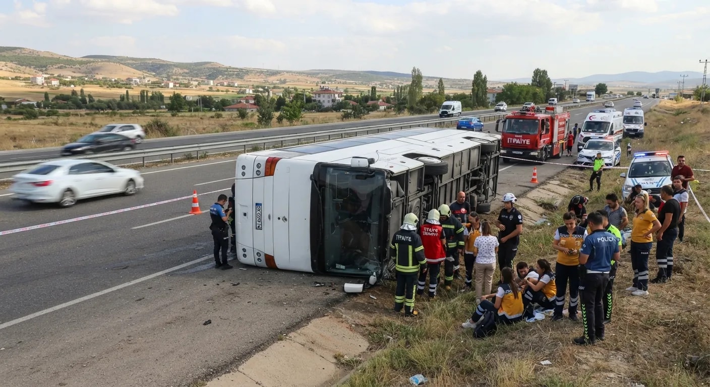 Burdur’da Tur Otobüsü Devrildi: 34 Kişi Ölümden Döndü.