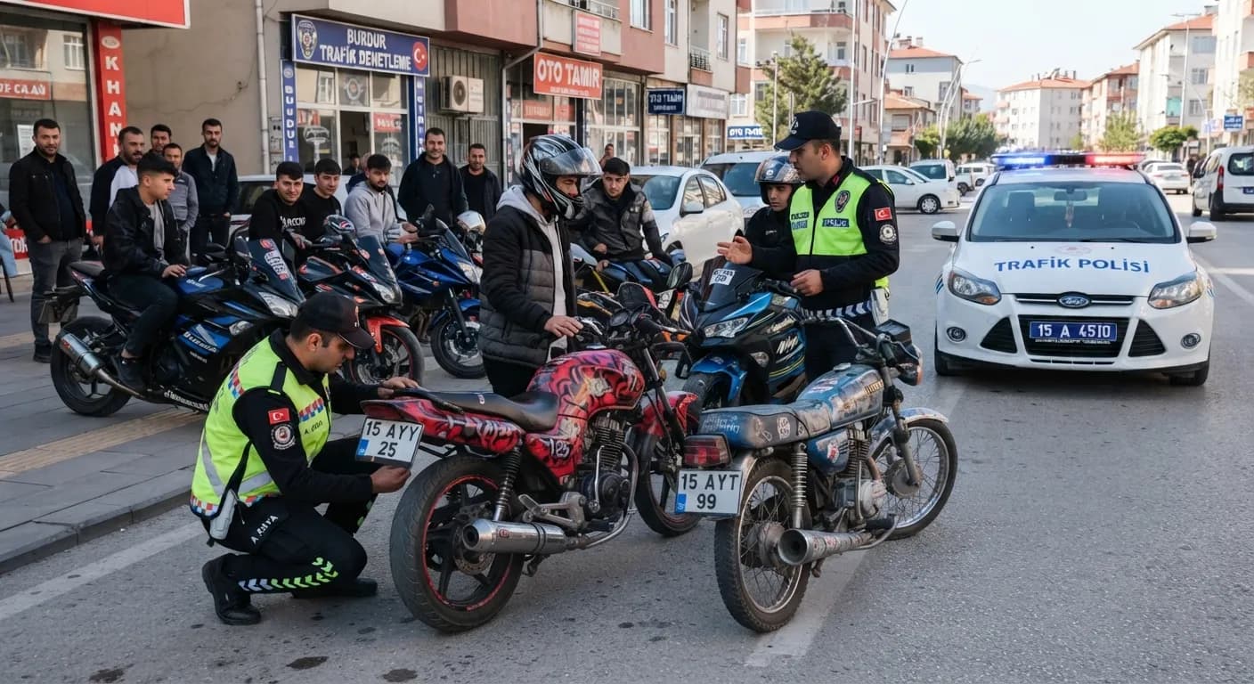 Burdur’da abartı egzoz denetimi: Motosikletler otoparka çekildi.