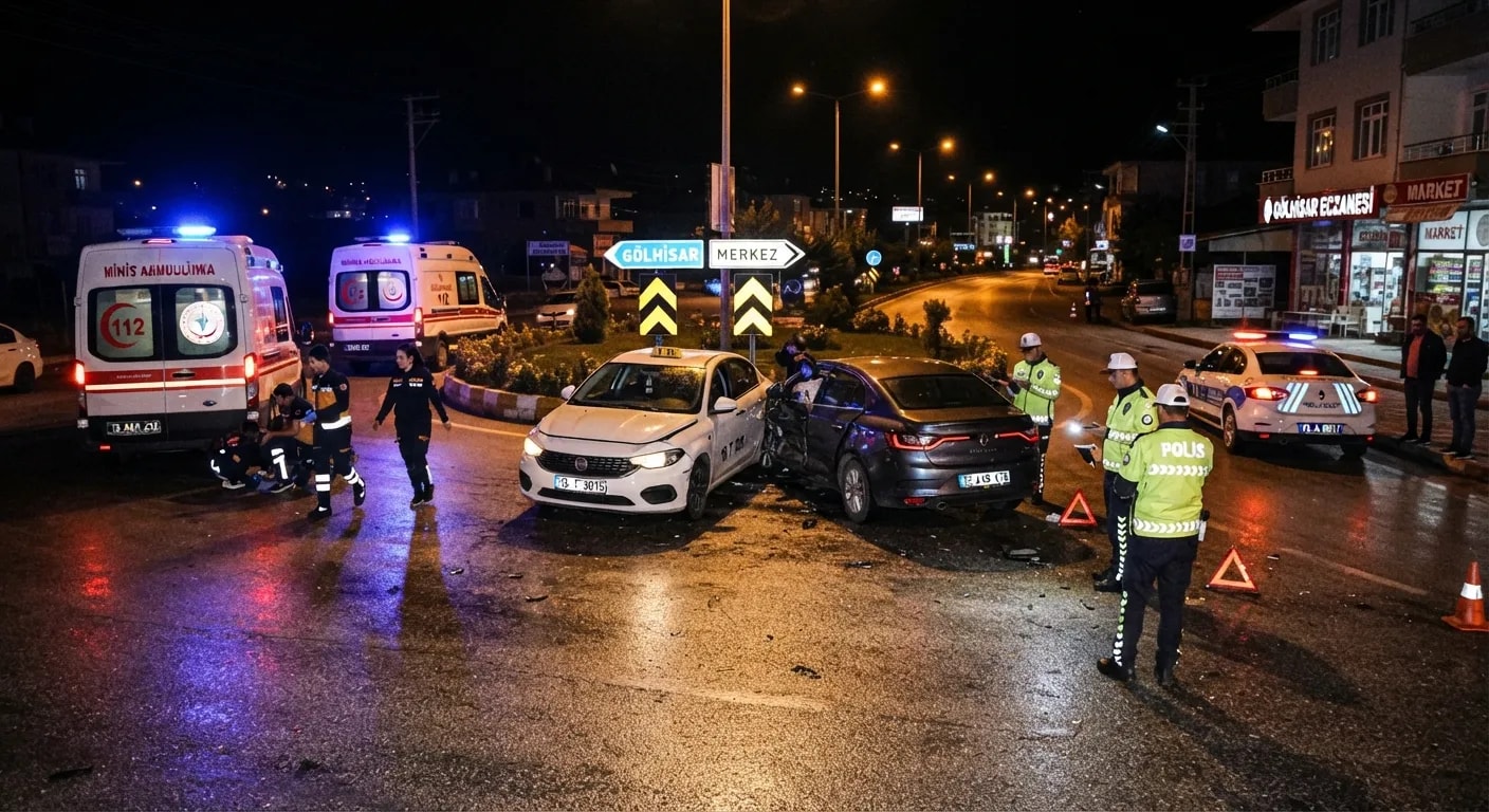 Gölhisar’da Kavşakta Kaza: İki Otomobil Çarpıştı.