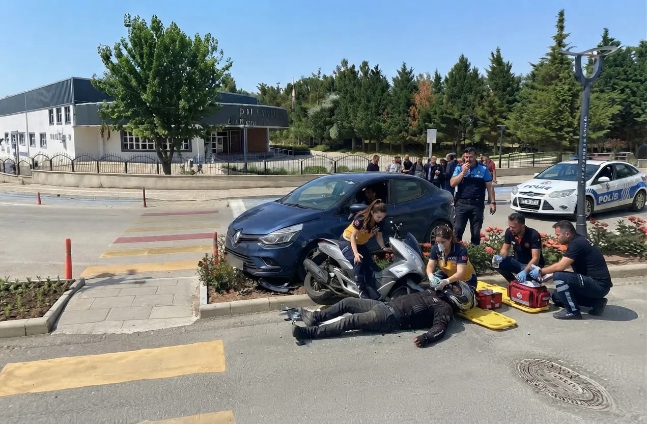 Burdur’da Konferans Salonu Yakınında Kaza: 17 Yaşındaki Motosiklet Sürücüsü Yaralandı.